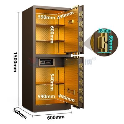 ठोस स्टील डबल डोर होम सेफ बॉक्स सुरक्षा के लिए H1500mm YB/RS-150D