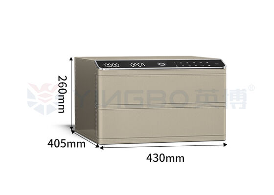 डबल लेयर्स सॉलिड स्टील लेदर-कवर ज्वैलरी छोटे सेफ बॉक्स बायोमेट्रिक पहचान