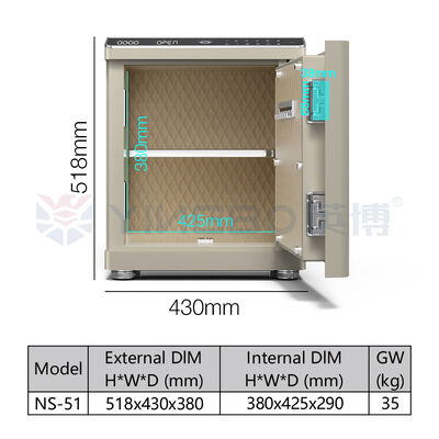 बायोमेट्रिक स्मार्ट सेफ बॉक्स सॉलिड स्टील डुअल अलार्म यूएसबी पोर्ट एलईडी लाइटिंग
